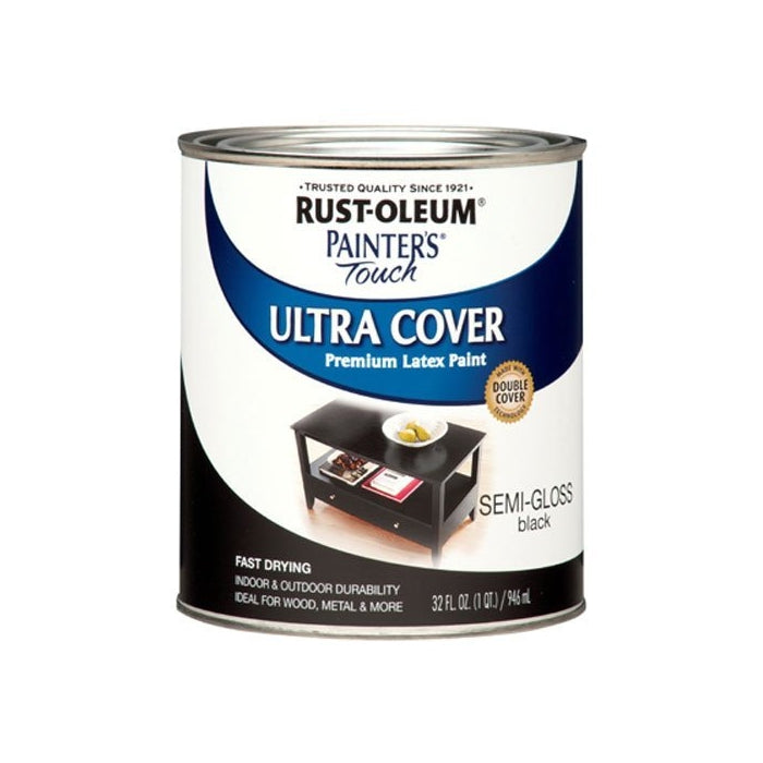 Rust-Oleum 1974502 Painters Touch Latex, 1-Quart, Semi Black