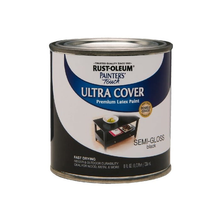 Rust-Oleum 1974730 Painters Touch Latex, Half Pint, Semi-Gloss Black