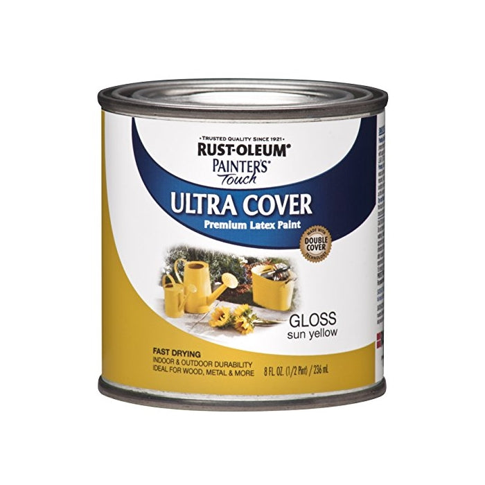 Rust-Oleum 1945730 Painters Touch Latex, Half Pint,Sun Yellow