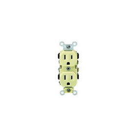 Leviton S01-0BR15-OIS Ivory Commercial Grade Straight Blade Duplex Receptacle