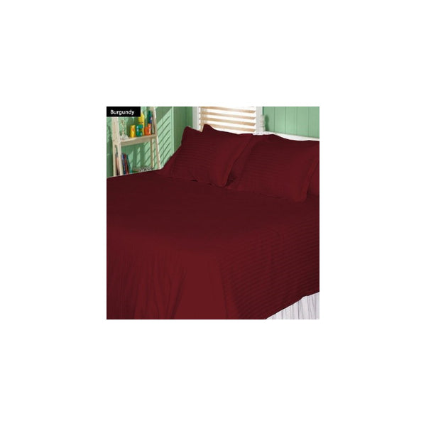 Egyptian Bedding 600-Thread-Count Egyptian Cotton Sheet Set, California King, Burgundy Damask Stripe