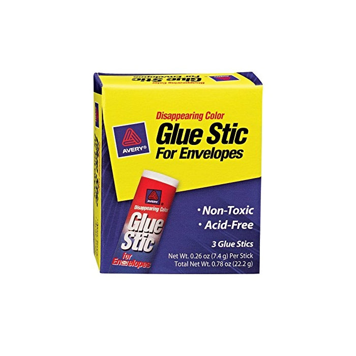 Avery 00134 Glue Stic for Envelopes, .26 oz, Stick (Pack of 3)