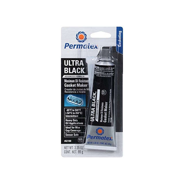 Permatex 82180-12PK Ultra Black Maximum Oil Resistance RTV Silicone Gasket Maker, 3.35 oz. Tube (Pack of 12)