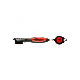 Frogger Golf BrushPro, Lightweight, 2.5ft Retractable Dual-Bristle Club Brush/Groove Cleaner - Red