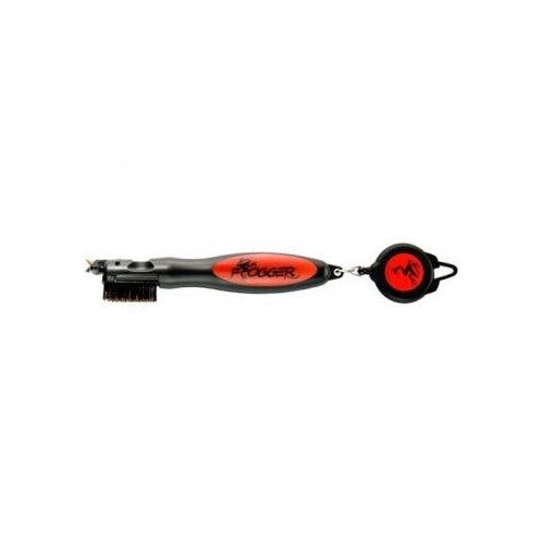 Frogger Golf BrushPro, Lightweight, 2.5ft Retractable Dual-Bristle Club Brush/Groove Cleaner - Red
