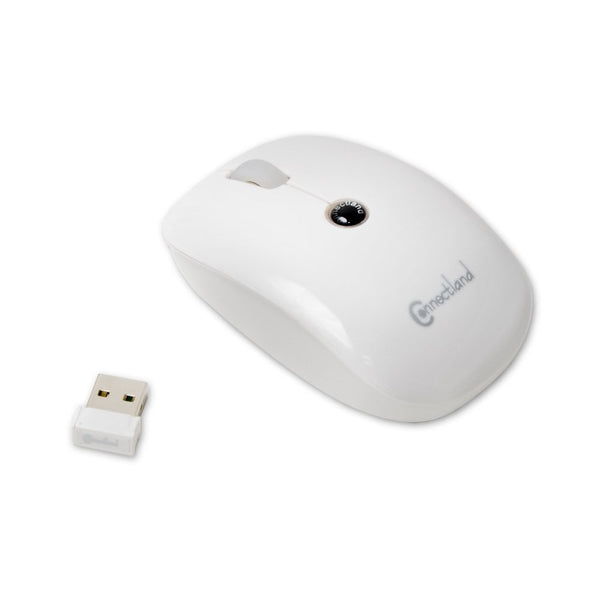 Connectland CL-MOU23016 2.4 GHz Wireless Optical Mouse, White Color, 800 to 1600 dpi, Mini Receiver