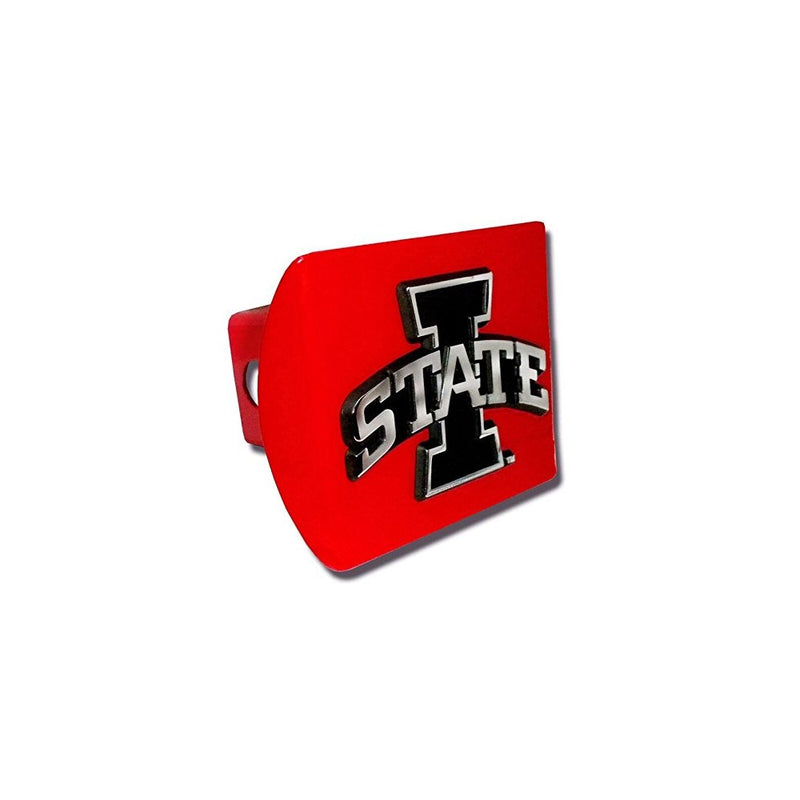 Iowa State Cyclones "Red with Chrome I STATE Emblem" Trailer Hitch Cover Fits 2 Inch Auto Car Truck Receiver with NCAA College Sports Logo
