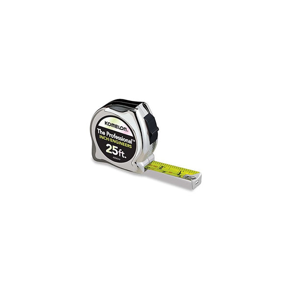 Komelon 425IEHV High-Visibility Professional Tape Measure Bother Inch and Engineer Scale Printed 25-Feet by 1-Inch, Chrome
