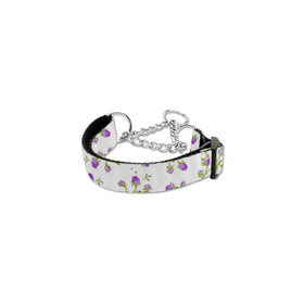 Mirage Pet Products Roses Nylon Ribbon Martingale Collar for Pets, Medium, Purple