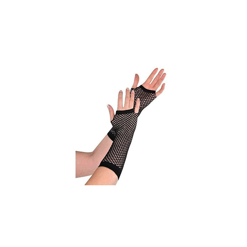 Amscan Black Long Fishnet Fingerless Gloves