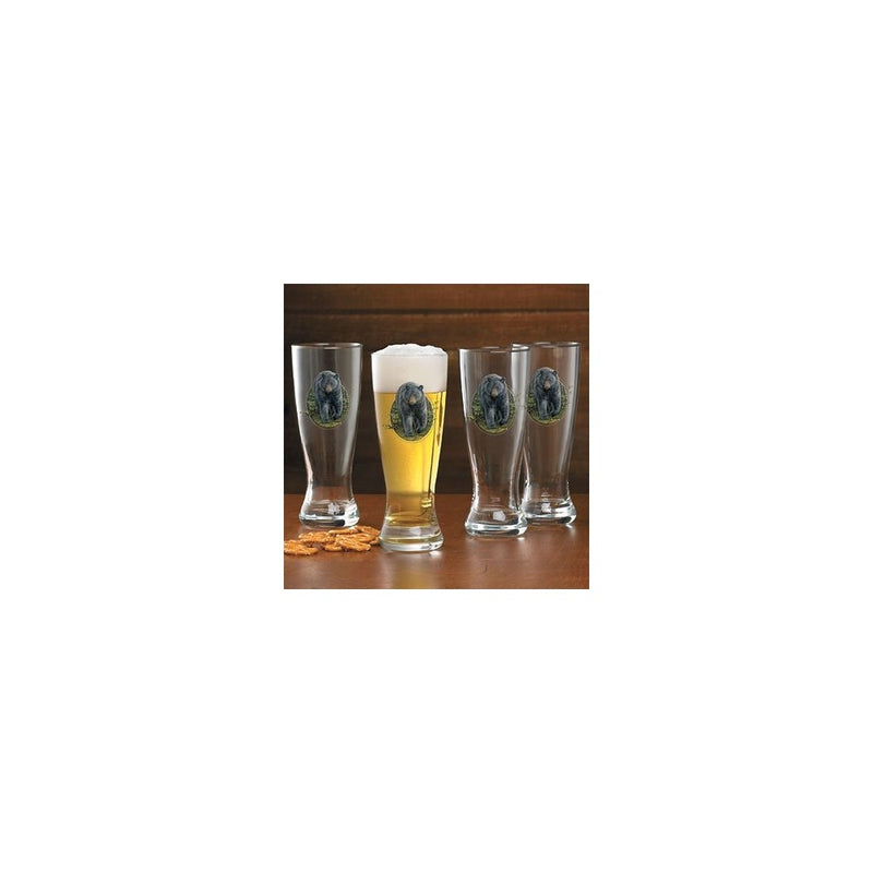 Black Bear Pilsner Glasses by Rosemary Millette