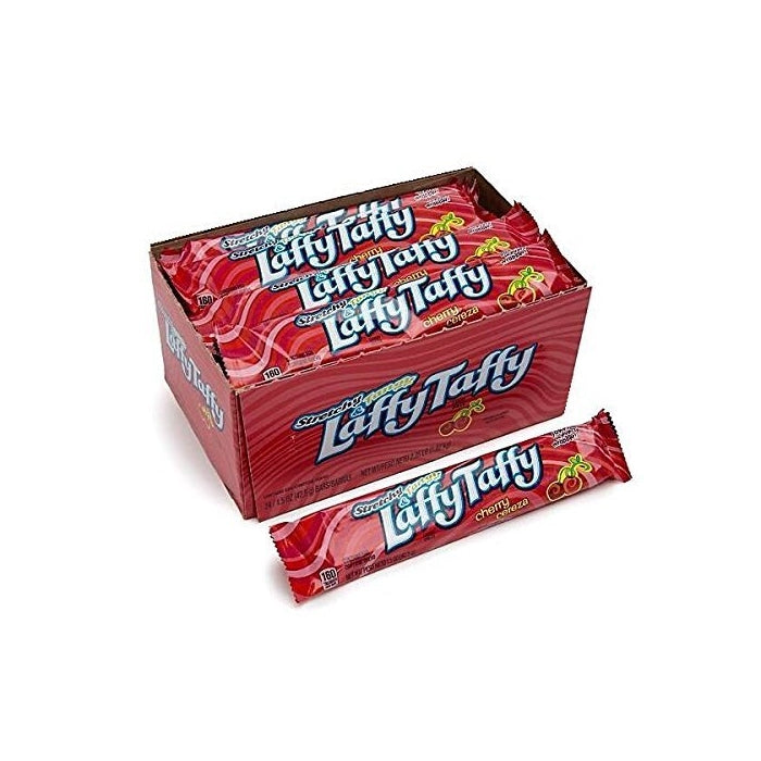 Wonka Stretchy & Tangy Laffy Taffy, Sparkle Cherry Cereza, 1.5-ounce Packets (Pack of 24)