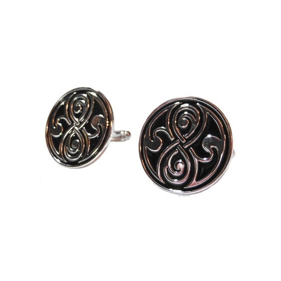 Doctor Who SEAL OF RASSILON Silvertone/Enamel CUFFLINKS