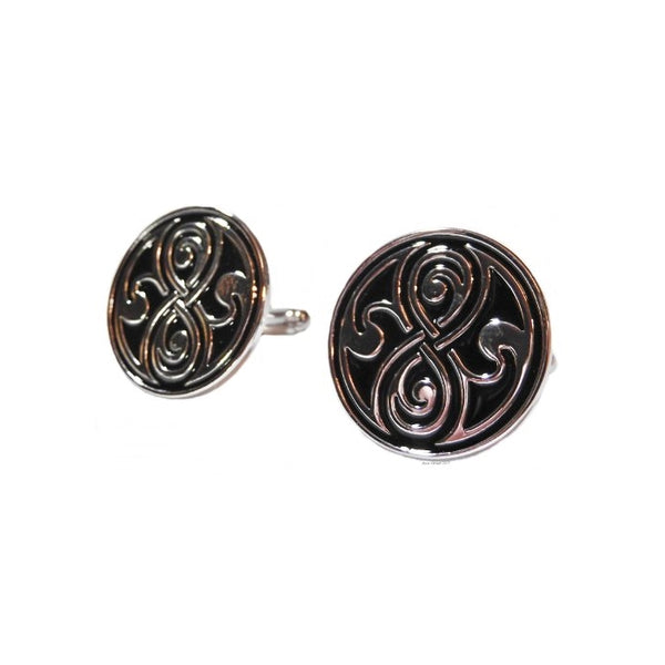 Doctor Who SEAL OF RASSILON Silvertone/Enamel CUFFLINKS
