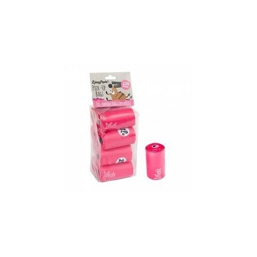 ZippyPaws Dog Poop Waste Pick-Up Bags on Rolls, 120-count (8 Rolls), Pink Scented