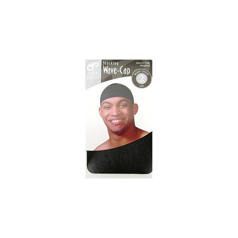 Titan Classic Stocking Wave Cap #11105 Black - 4 caps, Ultra stretch, fits all sizes, one size, fits most, keeps on tight, durag, bandana, high quality, super stretchable, stretchy