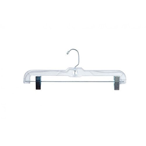 NAHANCO 600RC Heavy Weight Skirt/Slack Hanger with Metal Clips, 14", Clear (Pack of 100)