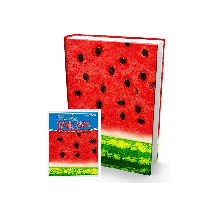 Book Sox Stretchable Book Cover: Jumbo Watermelon Print. Fits Most Hardcover Textbooks up to 9 x 11. Adhesive-Free, Nylon Fabric School Book Protector. Easy to Put On. Washable & Reusable Jacket.