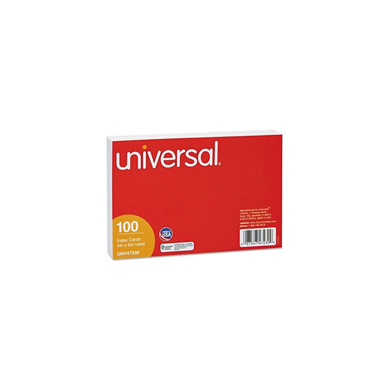 Universal 47230 4x6 Ruled Index Cards (White) (100 per Pack)