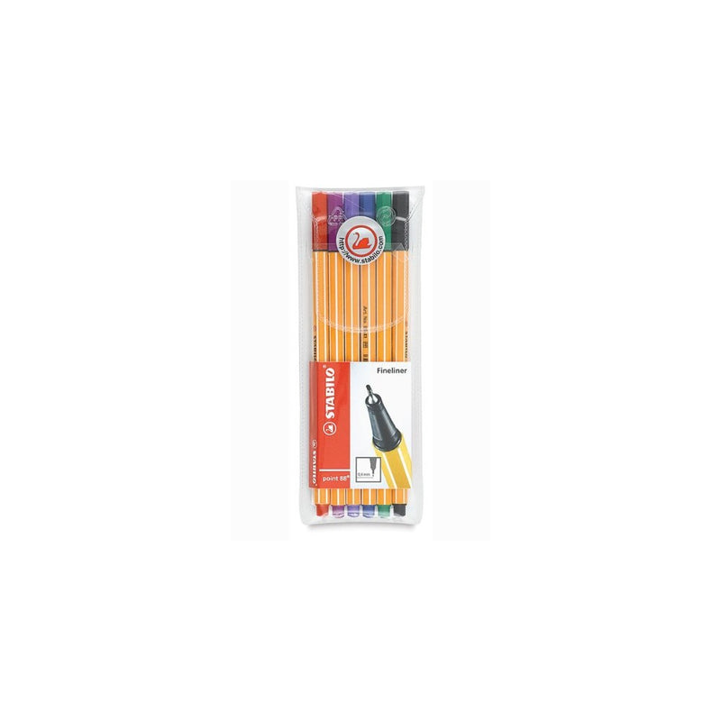 Stabilo Point 88 Fineliner Pens, 0.4 mm - 6-Color Wallet Set