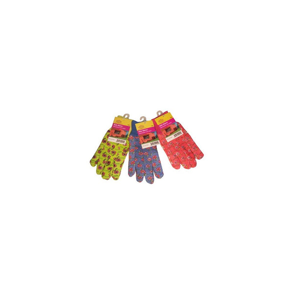 G & F 1823-3 JustForKids Soft Jersey Kids Garden Gloves, Kids Work Gloves, 3 Pairs Green/Red/Blue per Pack