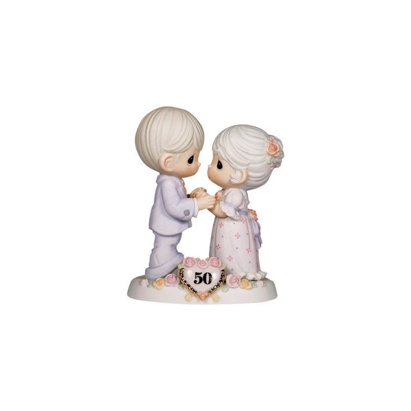 Precious Moments We Share A Love Forever Young, 50th Anniversary, Bisque Porcelain Bisque Porcelain Figurine, 115912