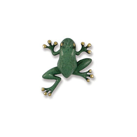 Tree Frog Door Knocker - Brass/Green Patina (Premium Size)