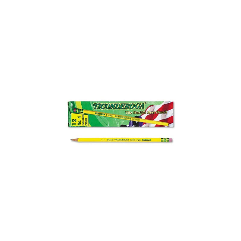Ticonderoga Yellow Pencil, No.4 Extra Hard Lead, Dozen DIX13884