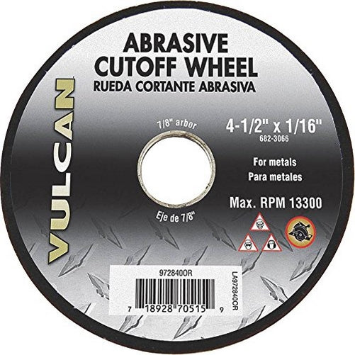 25/Pack Vulcan 972840Or Abrasiv Cutoff Whl 4-1/2X1/16"