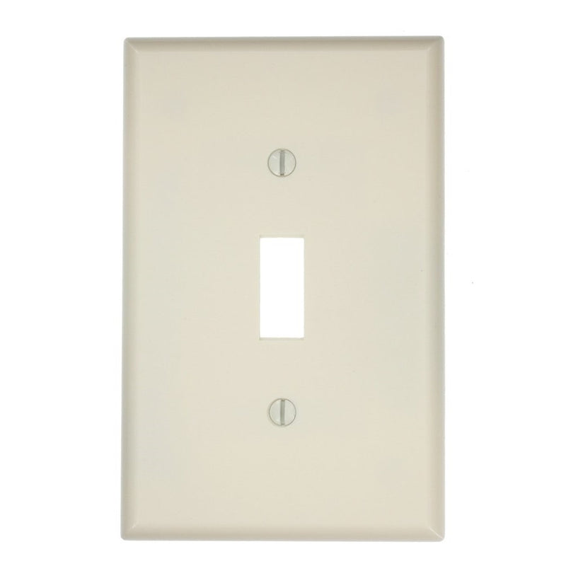 Leviton 80501-T 1-Gang Toggle Device Switch Wallplate, Midway Size, Thermoset, Device Mount, Light Almond