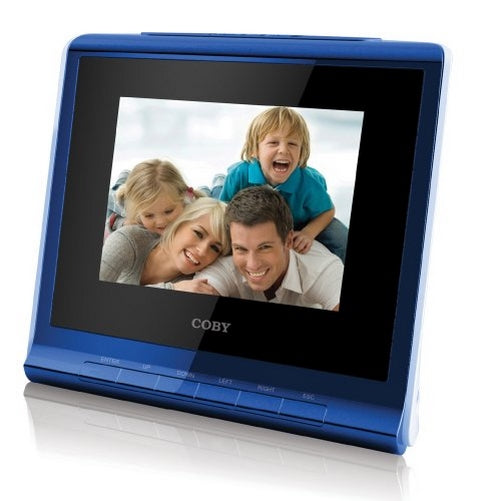 Coby DP356BLU 3.5-Inch Digital Photo Frame with Alarm Clock, Blue