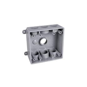 Hubbell-Bell PDB77550GY Weatherproof Box with 1/2-Inch or 3/4-Inch Outlets, Gray