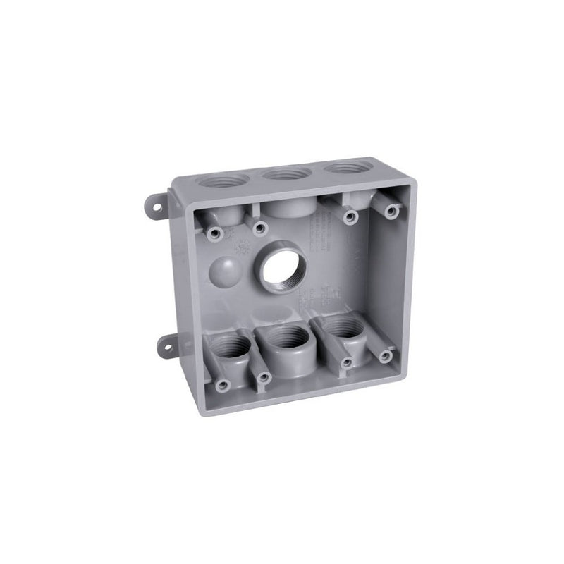 Hubbell-Bell PDB77550GY Weatherproof Box with 1/2-Inch or 3/4-Inch Outlets, Gray