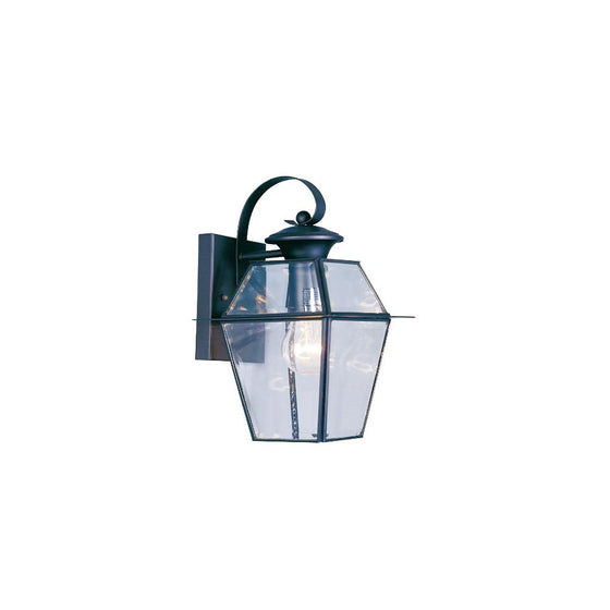 Livex Lighting 2181-04 Westover 1 Light Outdoor Black Finish Solid Brass Wall Lantern with Clear Beveled Glass