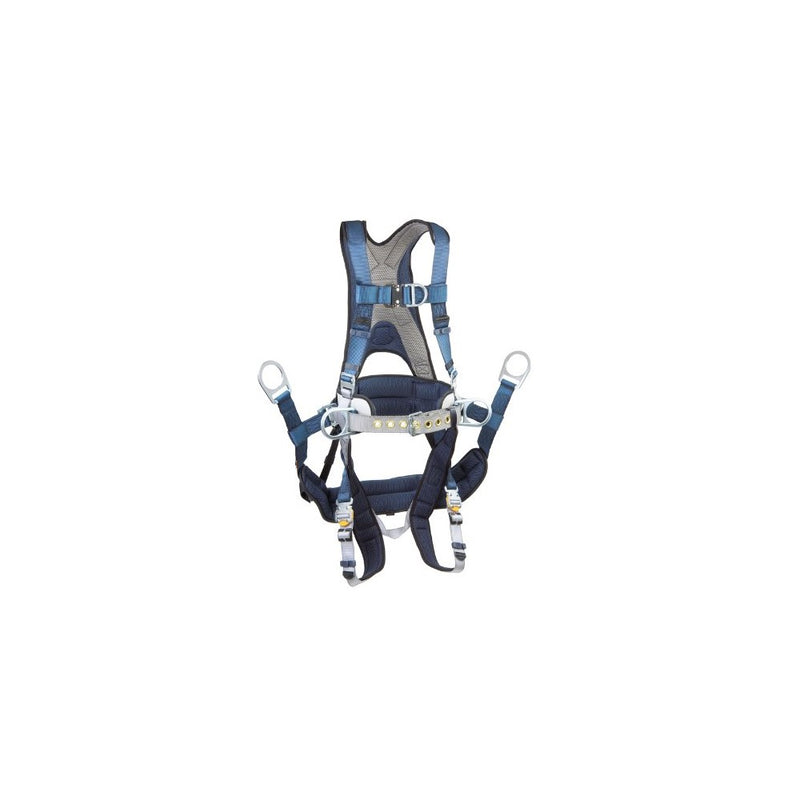 3M DBI-SALA ExoFit 1108657 Tower Climbing Harness, Front/Back/Side D-Rings, Belt/Back Pad, Seat Sling w/Position D-Rings, QC Buckles, X-Large, Blue/Gray
