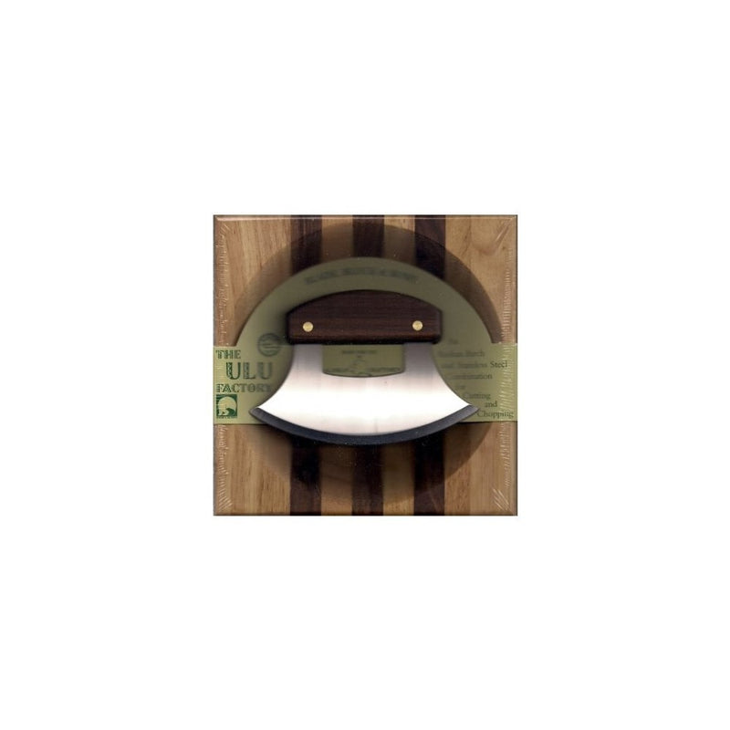 8" Block with Deep Dish Chopping Bowl and Walnut Handled Ulu