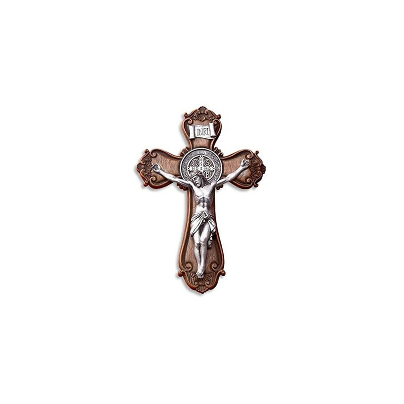 St. Benedict Wood Look Catholic Wall Crucifix