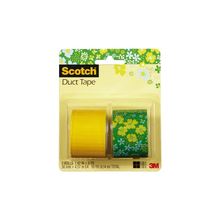 Scotch Duct Tape, Feelin' Bloomy and Sunshine Yellow, 1.42-Inch by 5-Yard, 2-Roll