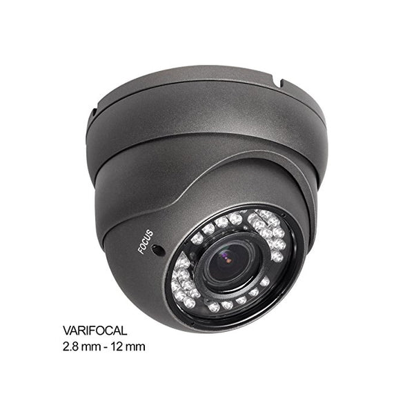 R-Tech RVD70B 1000TVL Outdoor Dome Security Camera with 24 High-Intensity IR LEDs for Night Vision and 2.8-12mm Varifocal Lens and New Style SMD LED