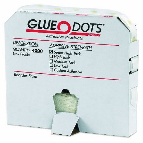 Glue Dot GD112 Low Profile Super High Tack Glue Dot, 1/4" Diameter x 1/64" Thick (Case of 4000)
