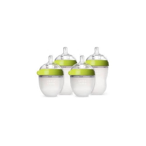 Comotomo - Baby Bottles - Baby Feeding - Green - 4 Pack - Two 5 Ounce Bottles and Two 8 Ounce Bottles