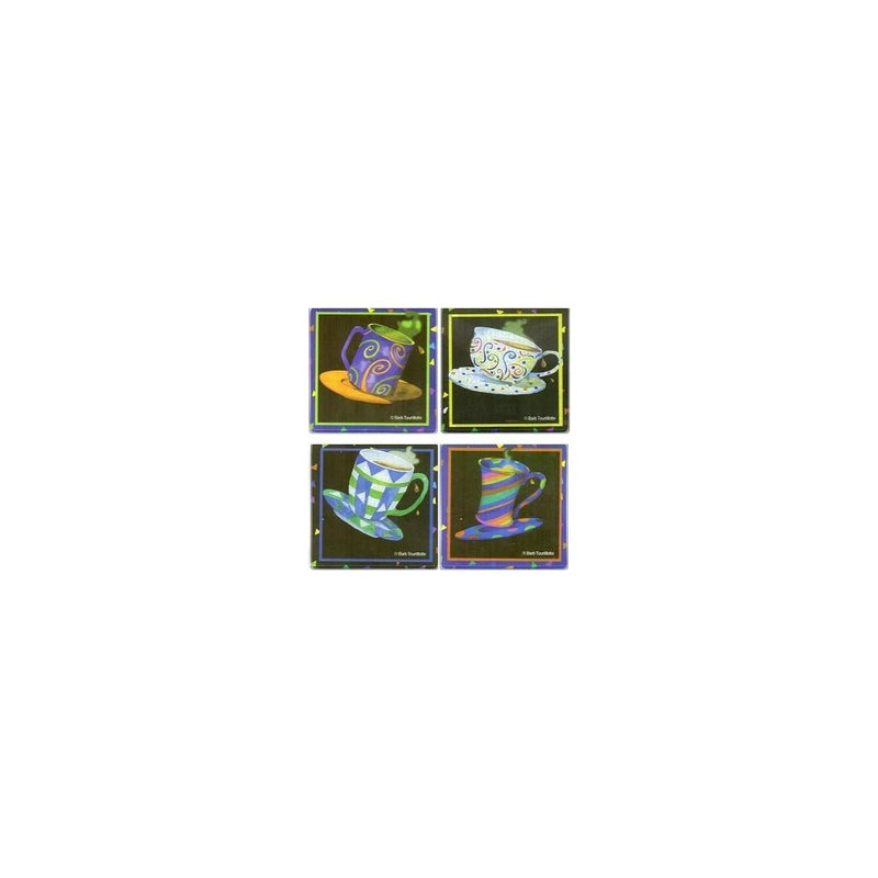 GIFTCO 8670 Glass Square Coasters - "Latte" By Barb Tourtillotte