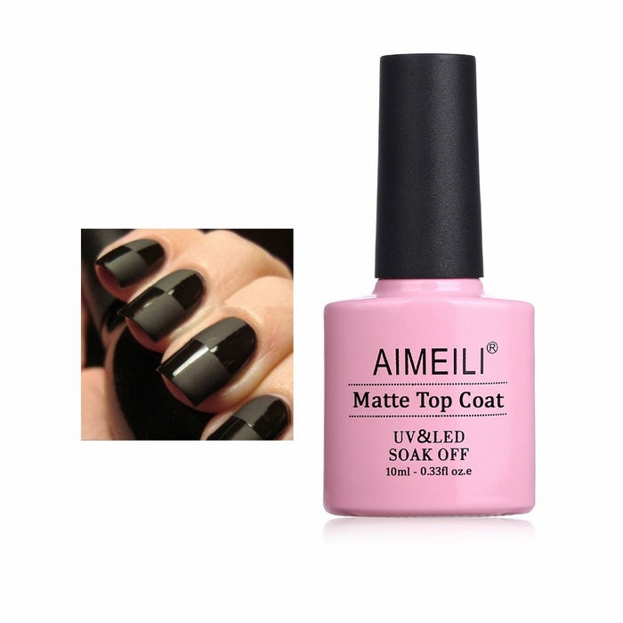 AIMEILI Soak Off UV LED Gel Nail Polish - No Wipe Matte Top Coat 10ml