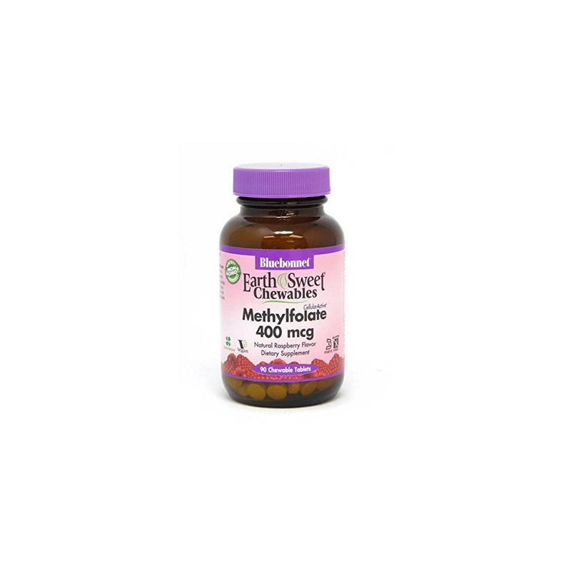 Bluebonnet Earth Sweet Cellular Active Methylfolate 400 mcg Chewable Tablets, 90 Count