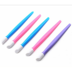 Adecco LLC 10pc Hard Rubber Tipped Plastic Handle Nail Art Tool Cuticle Pusher Cleaner(Random Color))