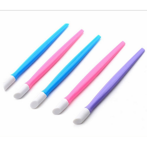 Adecco LLC 10pc Hard Rubber Tipped Plastic Handle Nail Art Tool Cuticle Pusher Cleaner(Random Color))