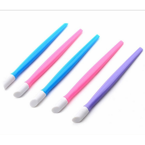 Adecco LLC 10pc Hard Rubber Tipped Plastic Handle Nail Art Tool Cuticle Pusher Cleaner(Random Color))