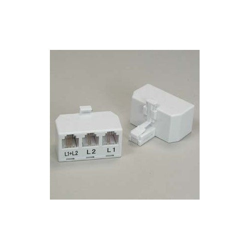 Installerparts RJ11 6P4C Line Splitter -- Line1/Line2/Line1Line2 – White