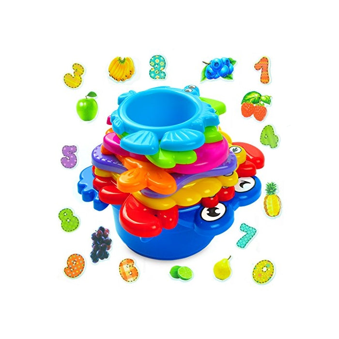 aGreatLife My First Stacking Cups: Best Educational Bath Toy for Kids - Fun and Brightly Colored Under the Sea Animals Bath Stacking Cups