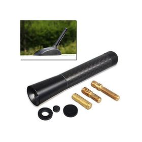 Universal 3" Real Carbon Fiber Antenna Black Aluminum AM/FM Radio Vehicle Car Screw-In Stubby Aerial Replacement By GTP